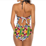 Plunge Neck One-piece Swimsuit, model LOVE