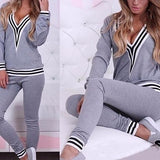 LMG New Premiere..Women Fashion V-neck Sweatshirt Set