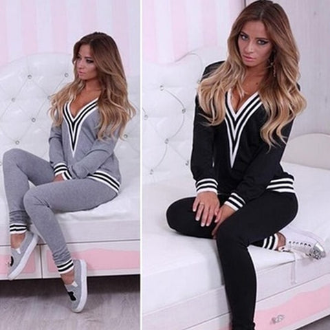 LMG New Premiere..Women Fashion V-neck Sweatshirt Set